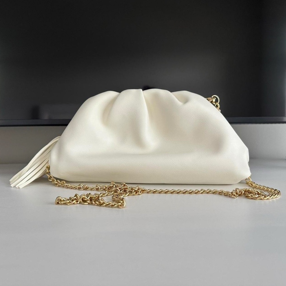NWT Understated Vegan Leather CRESCENT CLUTCH Ivory